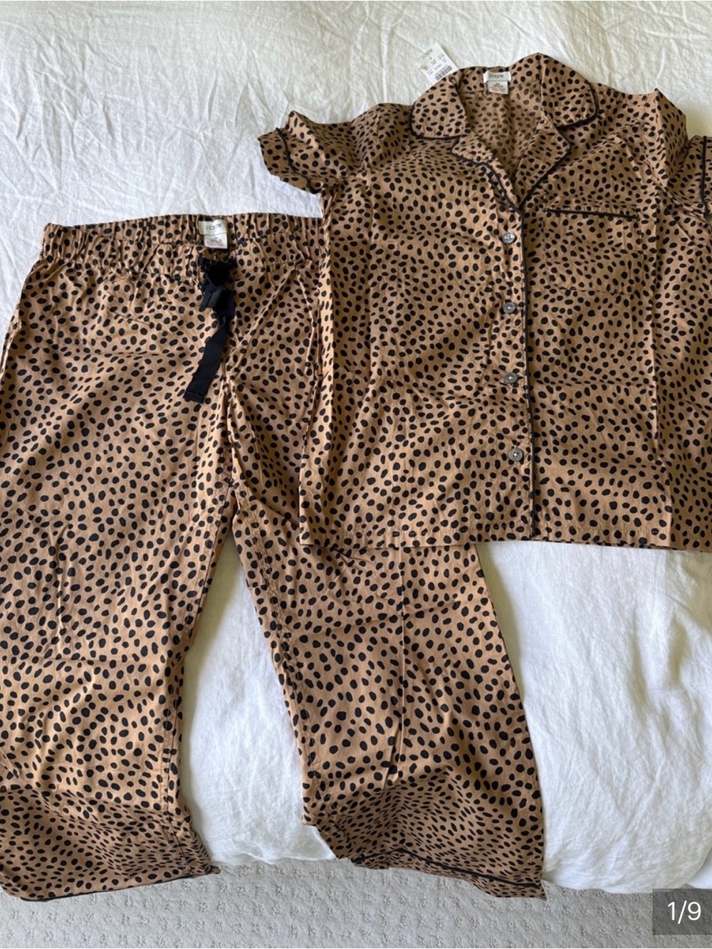 NWT J.Crew Cheetah 100% Cotton Pajama Set XS